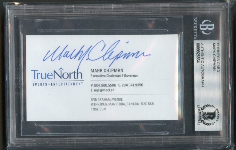 Mark Chipman signed autograph Chairman &Governor Winnipeg Jets Business Card BAS