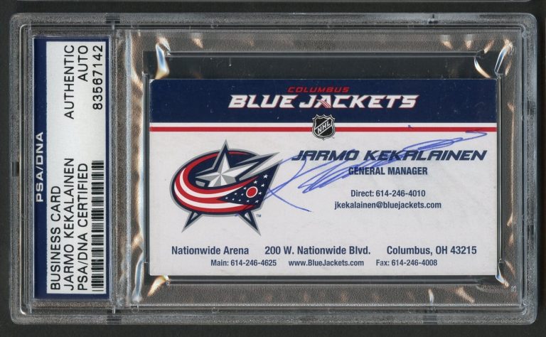 Jarmo Kekalainen signed autograph auto Columbus Blue Jackets Business Card PSA