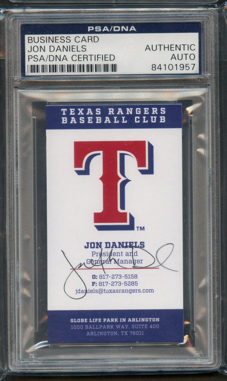 Jon Daniels signed autograph Texas Rangers President Business Card PSA Slabbed