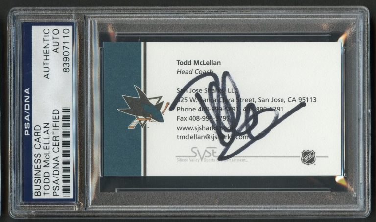 Todd McLellan signed autograph Business Card San Jose Sharks Head Coach BAS
