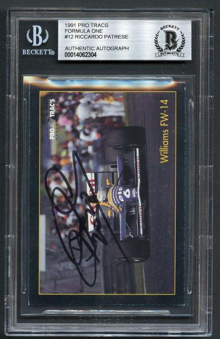 Riccardo Patrese #12 signed autograph auto 1991 Pro Tracs Formula One BAS Slab
