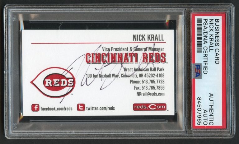 Nick Krall signed autograph auto Cincinnati Reds GM Business Card PSA Slabbed