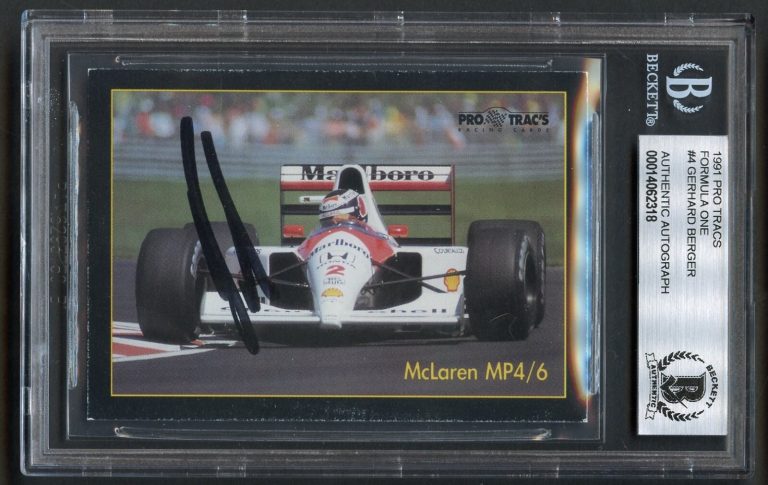 Gerhard Berger #4 signed autograph auto 1991 Pro Tracs Formula One BAS Slabbed