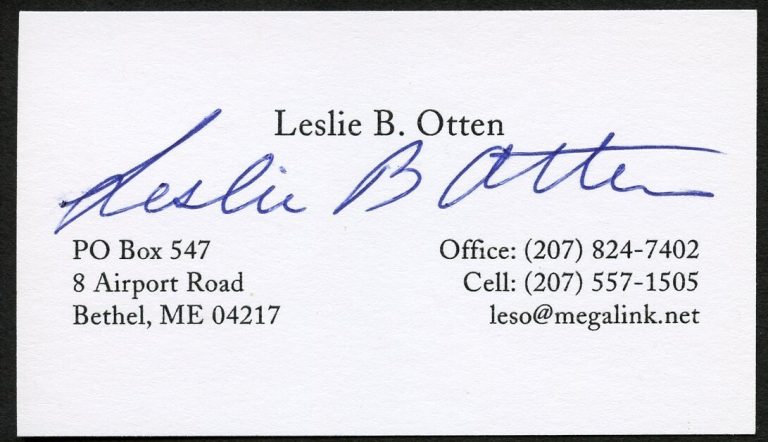 Leslie B. Otten signed autograph CEO American Skiing Company Business Card BC053