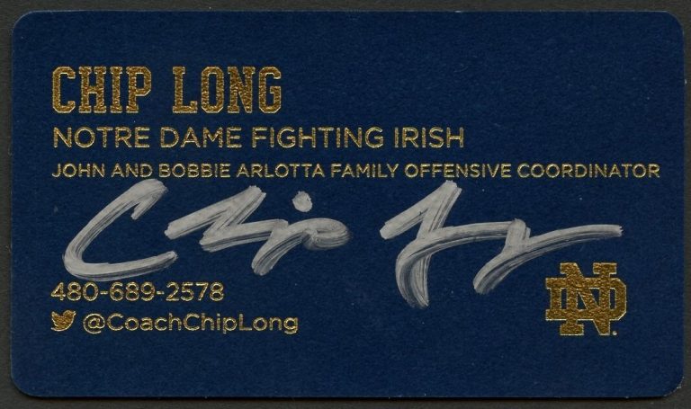 Chip Long signed autograph Offensive Coordinator Notre Dame Business Card BC021
