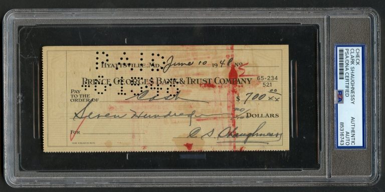 Clark Shaughnessy signed autograph Check Father of the T formation PSA Slabbed