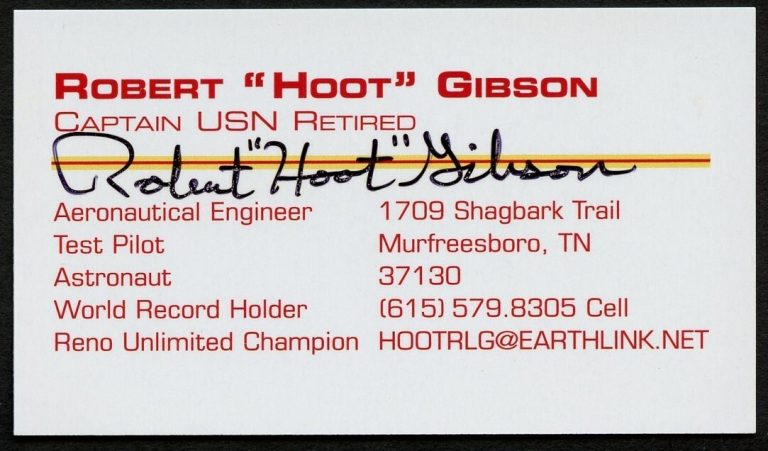Robert Hoot Gibson signed autograph Captain USN & Aviator Business Card BC010