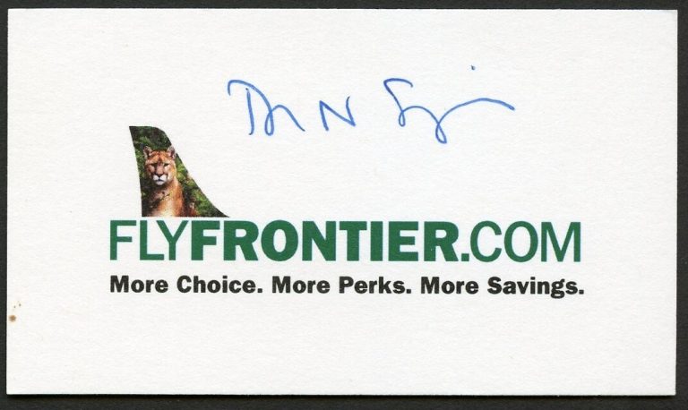 David N Siegel signed autograph CEO Frontier Airlines Business Card BC462