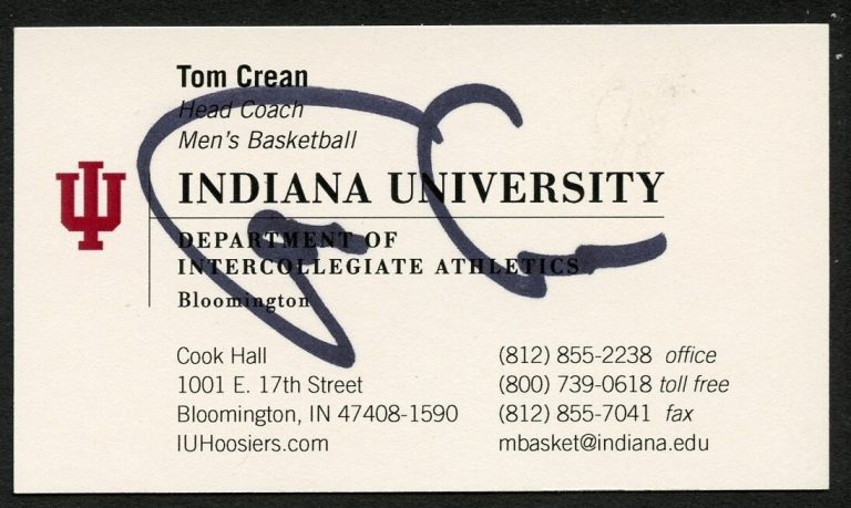 Tom Crean signed autograph Head Coach Basketball Indiana Business Card BC402