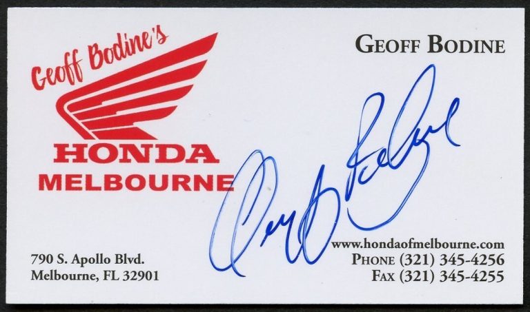 Geoff Bodine signed autograph Geoff Bodine's Honda Melbourne Business Card BC418