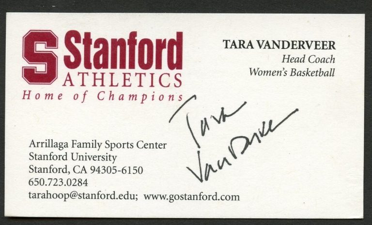 Tara Vanderveer signed autograph Coach Stanford Athletics Business Card BC105