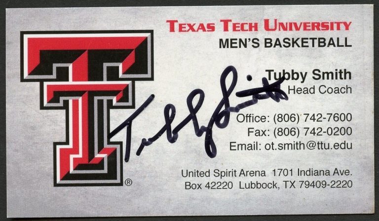 Tubby Smith signed autograph Head Coach Basketball TTU Business Card BC107