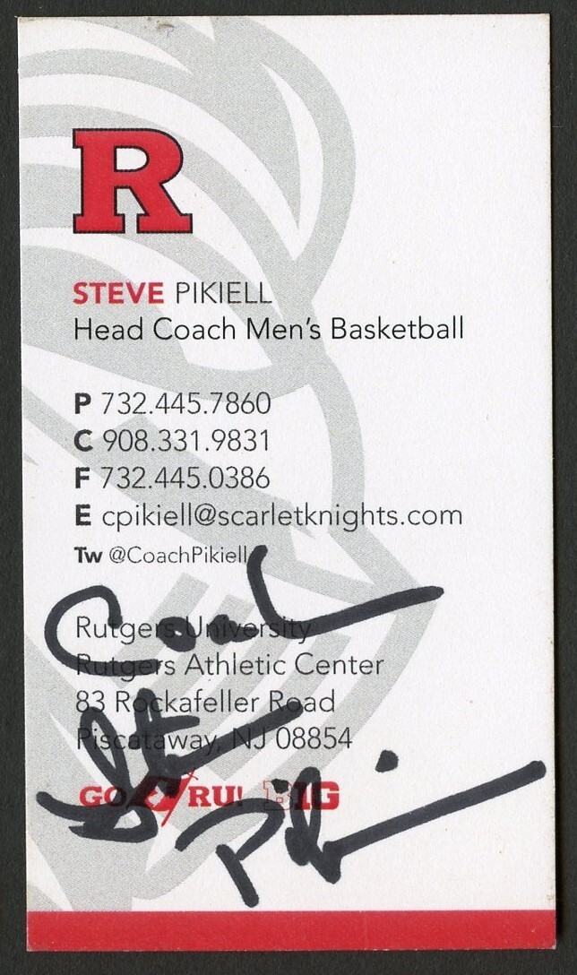 Steve Pikiell signed autograph Coach Basketball Rutgers Business Card BC147