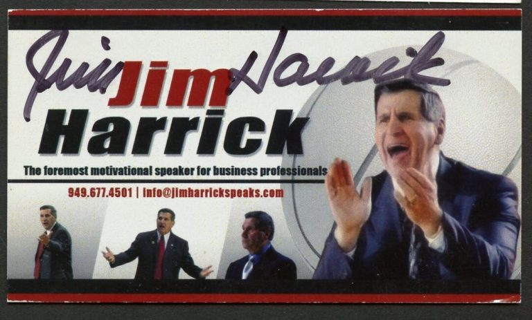 Jim Harrick signed autograph Motivational Speaker Business Card BC125