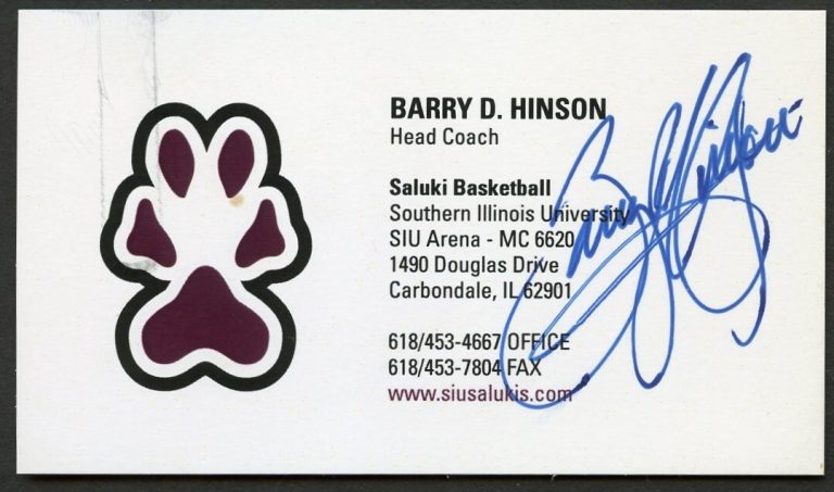 Barry D. Hinson signed autograph Basketball Head Coach SIU Business Card BC121