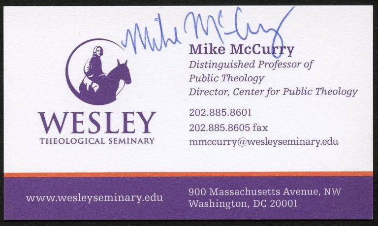 Mike McCurry signed autograph Director Wesley Seminary Business Card BC490