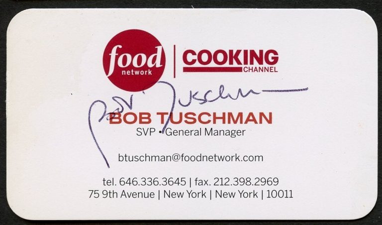 Bob Tuschman signed autograph GM Food Cooking Channel Business Card BC491