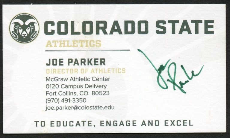 Joe Parker signed autograph auto Director Colorado State Business Card BC524