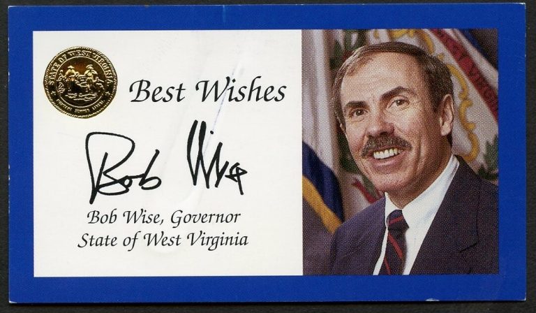 Bob Wise signed autograph Governor State of West Virginia Business Card BC544
