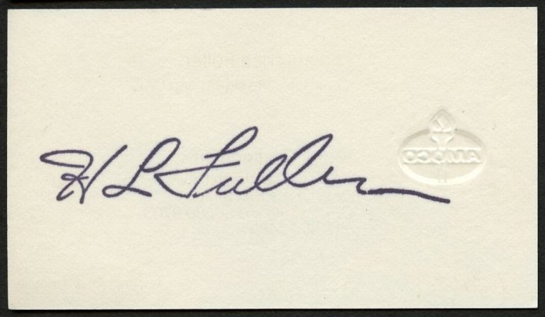 H Laurance Fuller signed autograph CEO Amoco Corporation Business Card BC568