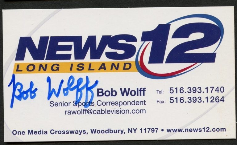 Bob Wolff signed autograph Sports Commentator News12 Business Card BC518