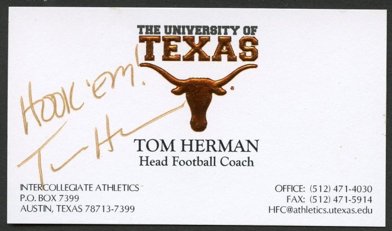 Tom Herman signed autograph Head Coach Florida Atlantic Owls Business Card BC024