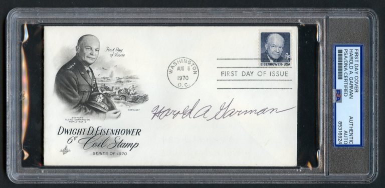 Harold A. Garman d1992 signed autograph FDC MOH Recipient Army WWII PSA Slabbed