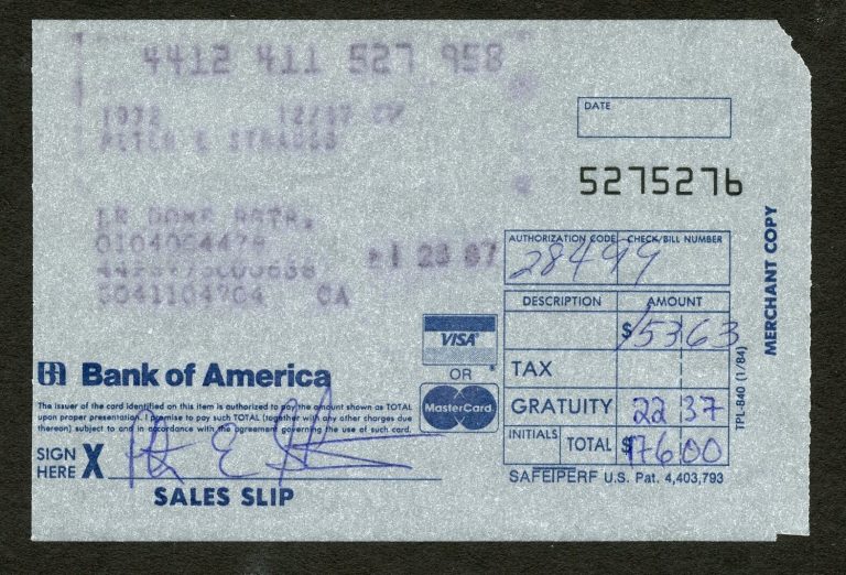 Peter E Strauss signed autograph Bank of American Receipt Producer