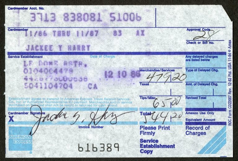 Jackee Y Harry signed autograph American Express Receipt American actress