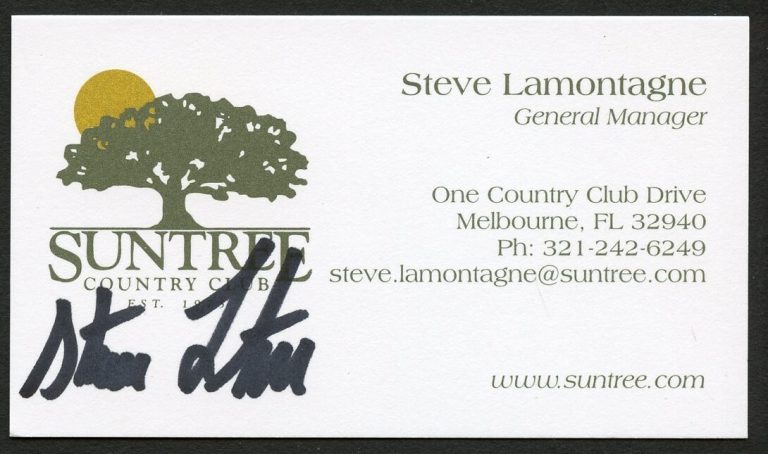 Steve Lamontagne signed autograph GM Suntree Country Club Business Card BC605