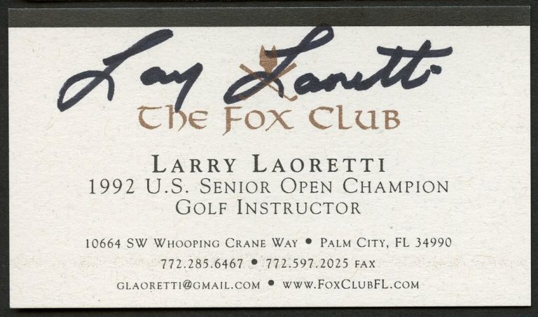 Larry Laoretti signed autograph Golf Instructor The Fox Club Business Card BC608