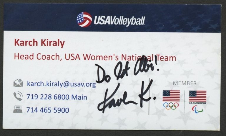 Karch Kiraly signed autograph Head Coach USA Volleyball Business Card BC623