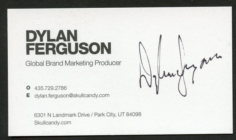 Dylan Ferguson signed autograph Global Marketing Producer Business Card BC600