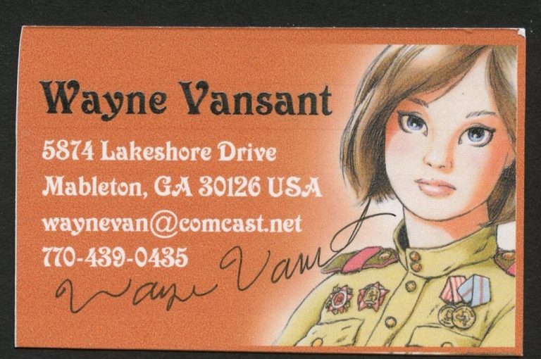 Wayne Vansant signed autograph Illustrator Comic Books Business Card BC625
