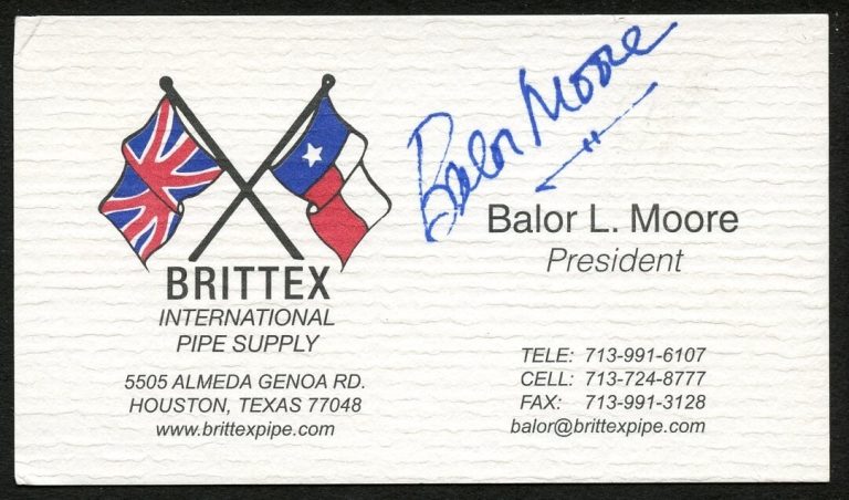 Balor L Moore signed autograph President Brittex CBRE Business Card BC707