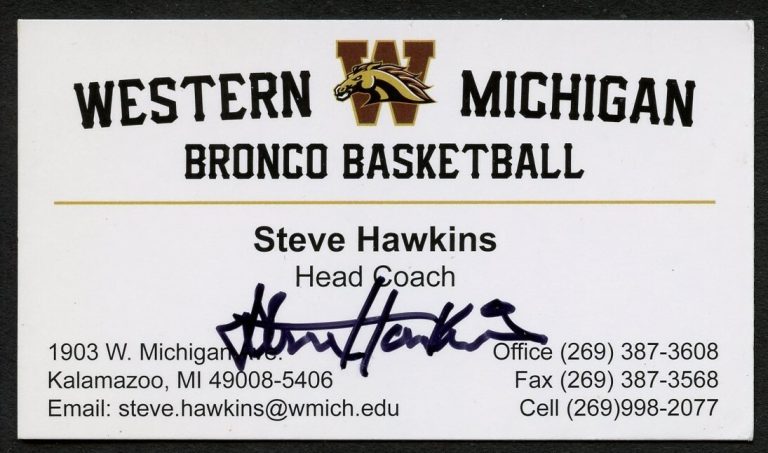 Steve Hawkins signed autograph Head Coach Western Michigan Business Card BC737