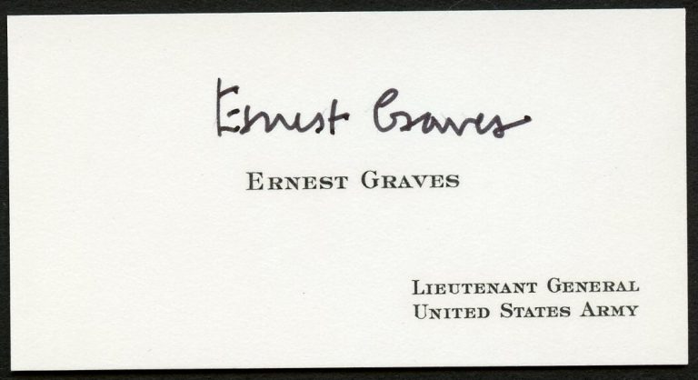 Ernest Graves signed autograph Lieutenant General US Army Business Card BC715