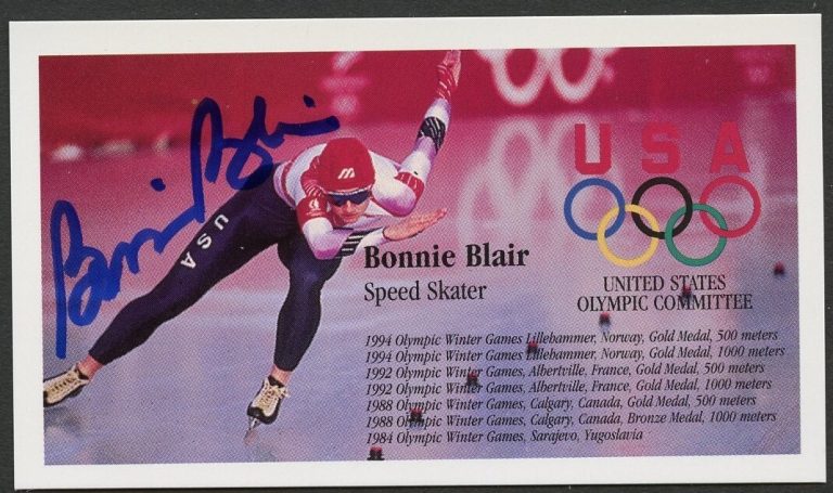 Bonnie Blair signed autograph Speed Skater US Olympics Business Card BC824