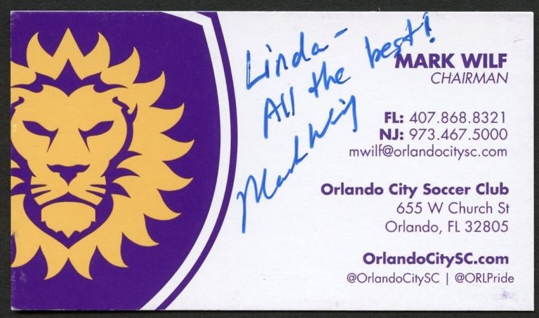 Mark Wilf signed autograph Chairman Orlando City Soccer Club Business Card BC807
