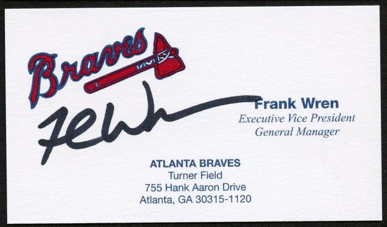 Frank Wren signed autograph General Manager Atlanta Braves Business Card BC818