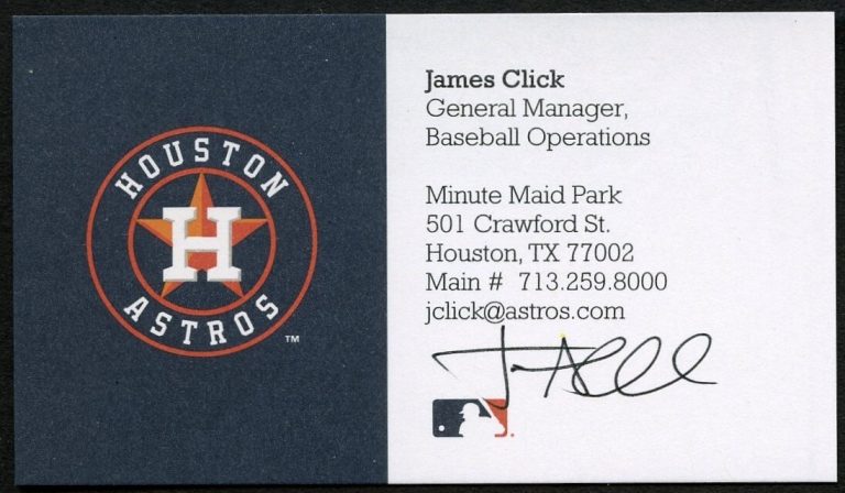 James Click signed autograph GM Baseball Houston Astros Business Card BC813
