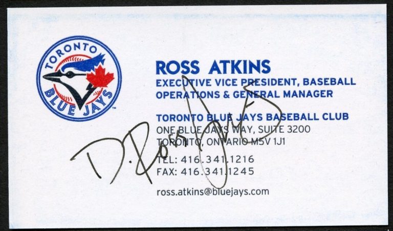 Ross Atkins signed autograph GM Toronto Blue Jays Baseball Business Card BC817