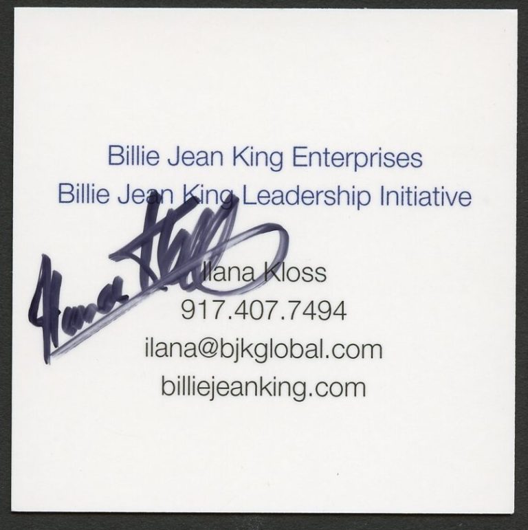 Ilana Kloss signed autograph Billie Jean King Interprises Business Card BC844