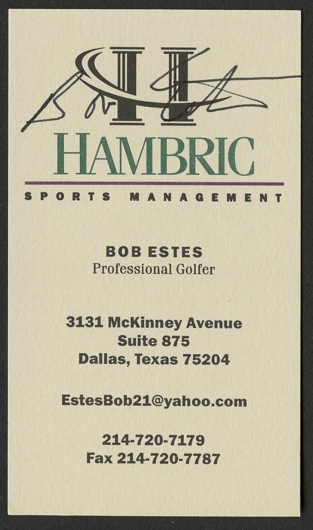 Bob Estes signed autograph Professional Golfer Hambric Business Card BC759