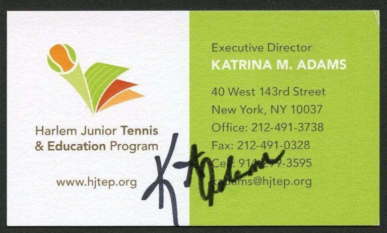 Katrina M Adams signed autograph Director Harlem Tennis Business Card BC757