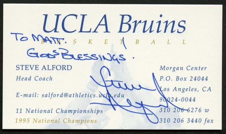 Steve Alford signed autograph Head Coach Basketball UCLA Business Card BC755