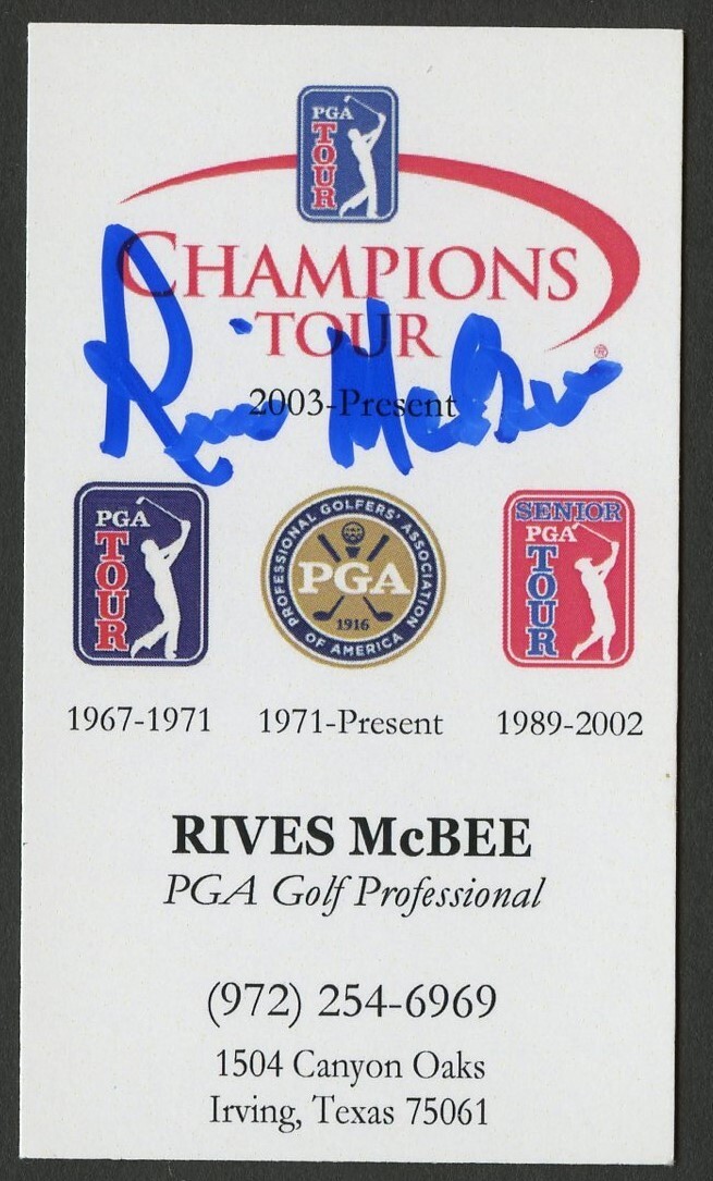 Rives McBee signed autograph PGA Golf Professional Business Card BC773