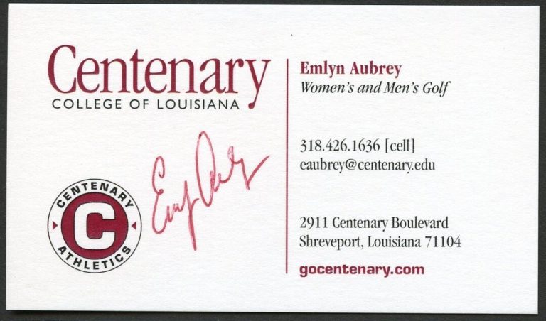 Emlyn Aubrey signed autograph Golf Centenary College Business Card BC764