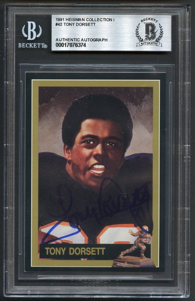 Tony Dorsett #42 signed autograph 1991 Heisman Collection I Card BAS Slabbed