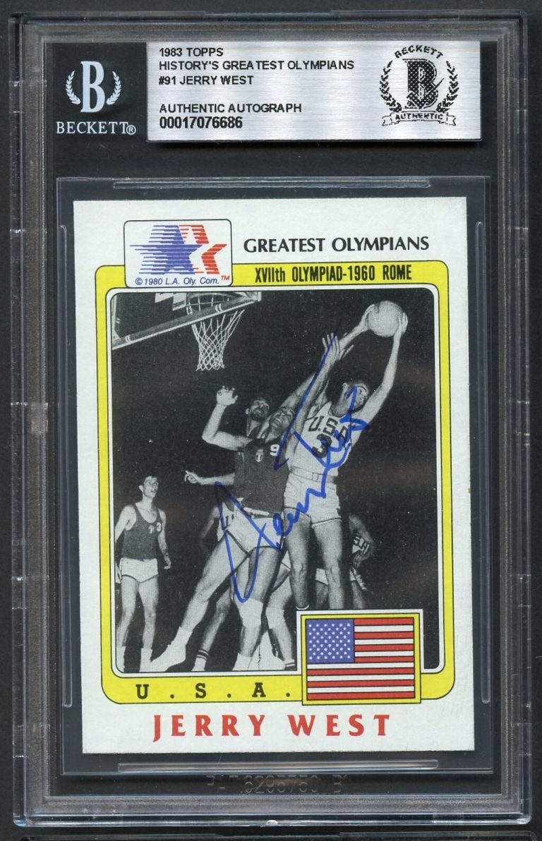 Jerry West #91 signed autograph 1983 Topps History's Greatest Olympians BAS